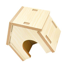 Khaki Wooden Hamster Hideout Small Pet House Durable Nest