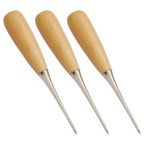 3Pcs Wood Handle Awls Sewing Tools DIY Craft Supplies Assorted