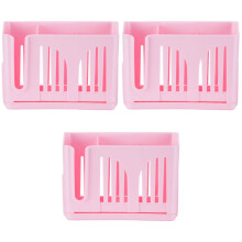 3Pcs Pink PP Chopsticks Holder Draining Tableware Organizer