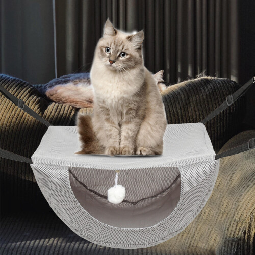 Grey Mesh Cat Hanging Bed Cozy Small Pet Resting Nest 2