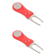 2Pcs Metal and Plastic Golf Divot Tool Ball Marker for Garden Use