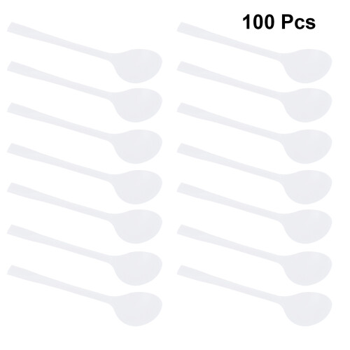 100St Kwalitatieve Plastic Lepels Voor Pudding En Cake 1