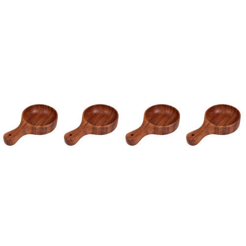 2Pcs Multifunctional Coffee Wood Bowls with Handle for Eating 1