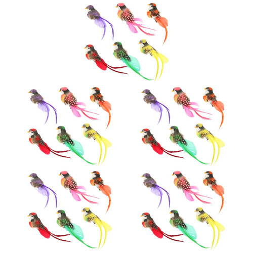 30Pcs Small Fake Birds Multicolor Models for Decorative Use