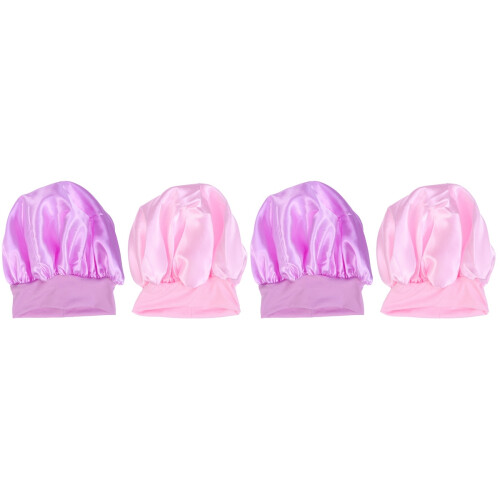 4Pcs Assorted Color Wide Side Sleeping Caps Elastic Hair Protection