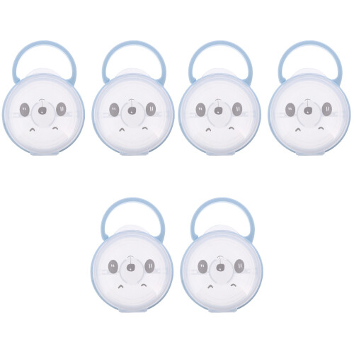 6Pcs Blue Cartoon Baby Pacifier Cases Durable Portable Storage Box
