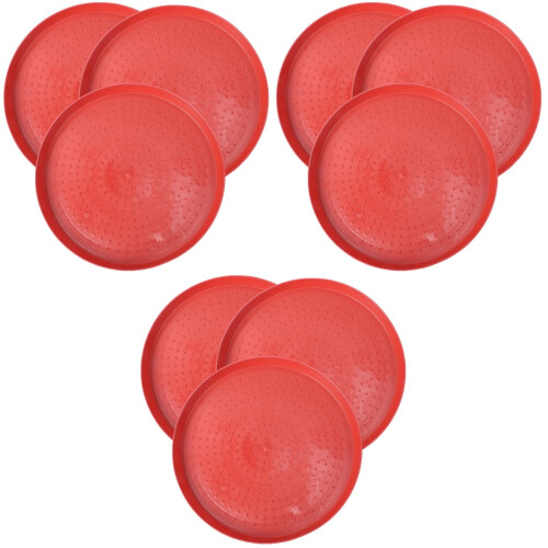 9Pcs Plastic Quail Chick Feeding Plates Red Poultry Feeders Durable