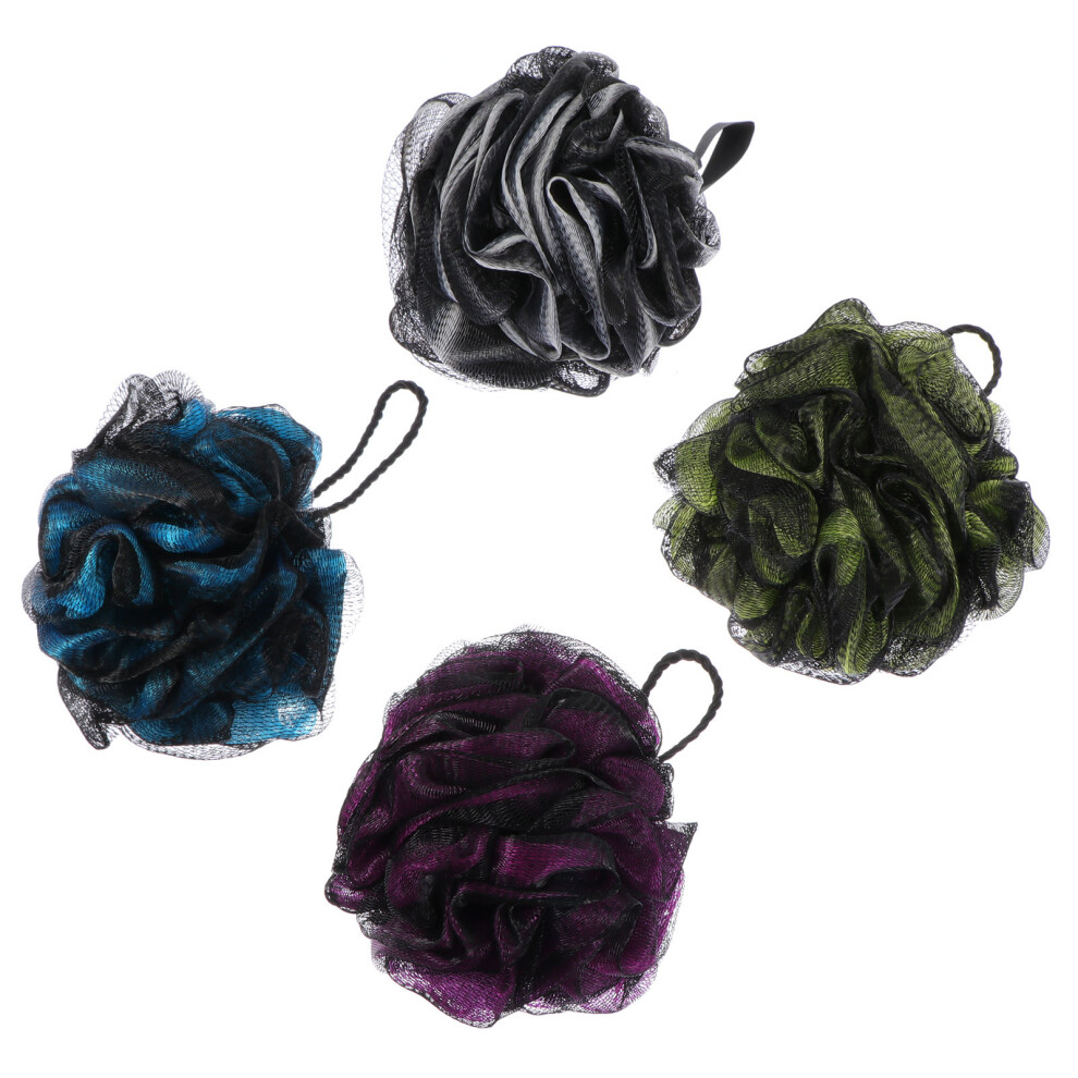 Inoomp 4Pcs Assorted Color Pe Bath Scrubber Shower Loofah Exfoliating Ball