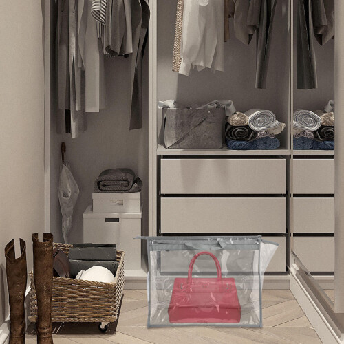 1pc grey transparent hanging storage bag for wardrobe home use 2