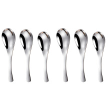 6Pcs Ergonomic Stainless Steel Spoons Mirror Finish Kitchen Supplies