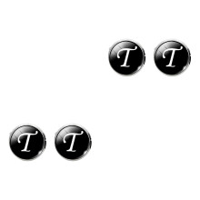 2Pcs Electroplated Black Glass Collar Button Cuff-Link Simple Style
