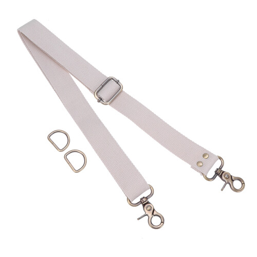 2Pcs Beige Adjustable Canvas Bag Shoulder Strap for Crossbody Handbag 1