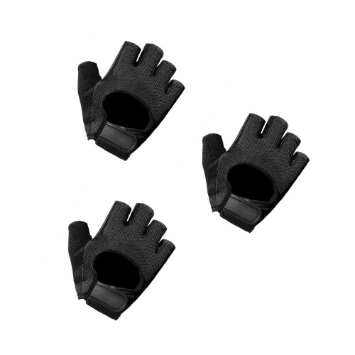 3Pcs Black Exercise Gloves Half Non-Slip Training Wrist Support