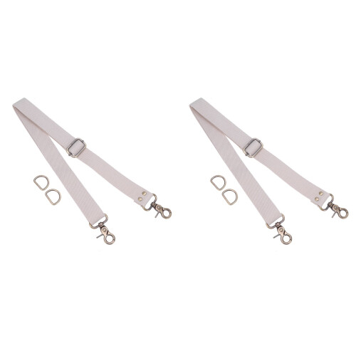 2Pcs Beige Adjustable Canvas Bag Shoulder Strap for Crossbody Handbag 2