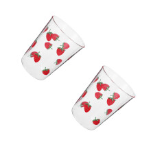2Pcs Simple Red Glass Cups Heat Resistant Storage Cups for Home Use