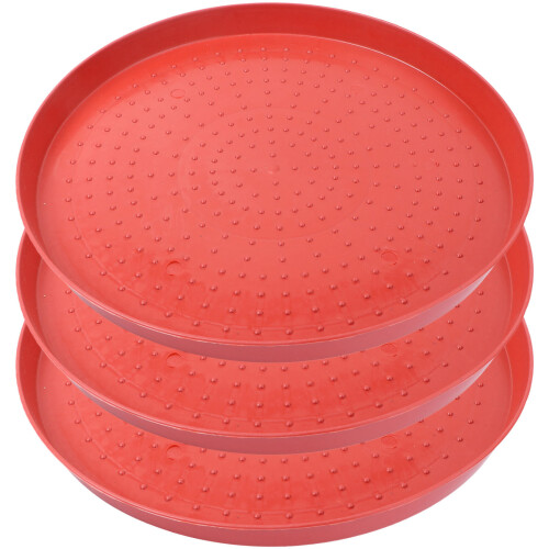 9Pcs Plastic Quail Chick Feeding Plates Red Poultry Feeders Durable 1