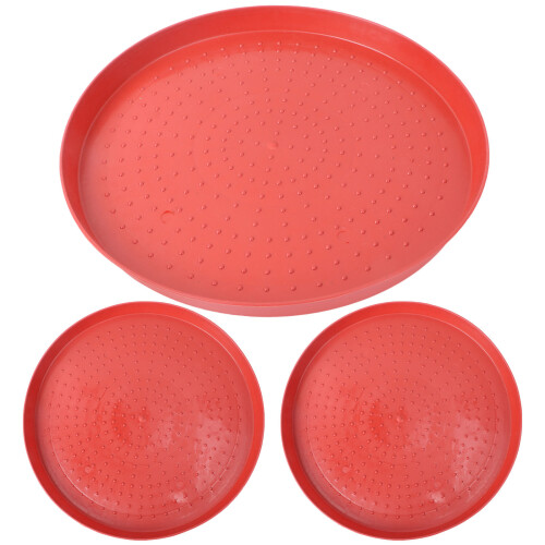 9Pcs Plastic Quail Chick Feeding Plates Red Poultry Feeders Durable 2