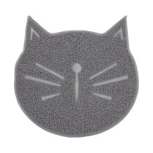 1Pc Grey Cat Face Shaped Cat Litter Pad PVC Mat for Household Pets