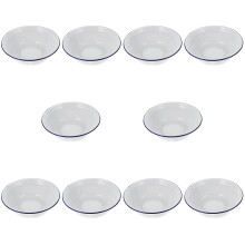 10Pcs White Enamel Bowls Vintage Kitchen Soup Salad Mixing Basins