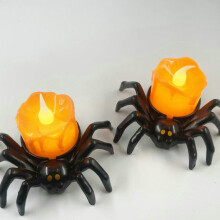 2 piezas velas de té sin llama en color naranja con forma de araña