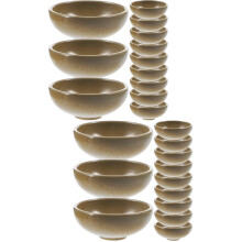24Pcs Khaki Plastic Dolls House Mini Bowls Realistic Round Tiny Bowls