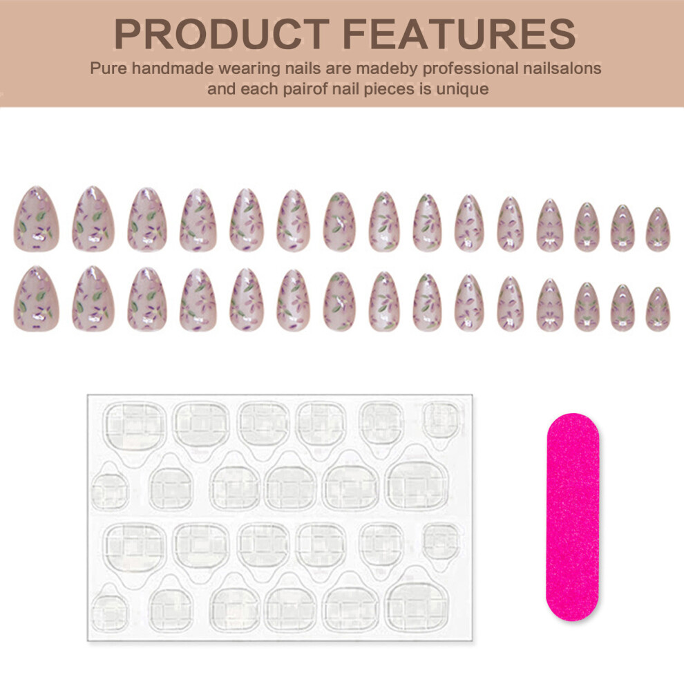Dachuang Beauty Flower Cat Eye Almond Fake Nails - Unbreakable & Stylish