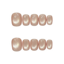 (L) 10Pcs Glossy Cat Eye Press-On Nails for Women