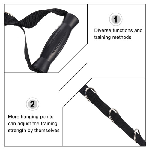 2Pcs Heavy Duty Exercise Handles Pull Strap for Resistance Bands Black 2