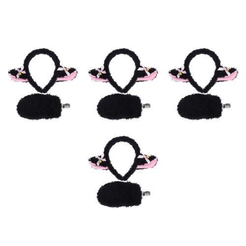4Sets Soft Black Lamb Costume Accessories Sheep Ears Tail Set 2