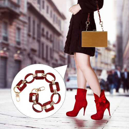 Red Resin Bag Chain Portable Retro Decorative Purse Accessory 2