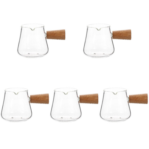 5Pièces Crémier Verre Transparent Bois Pour 2