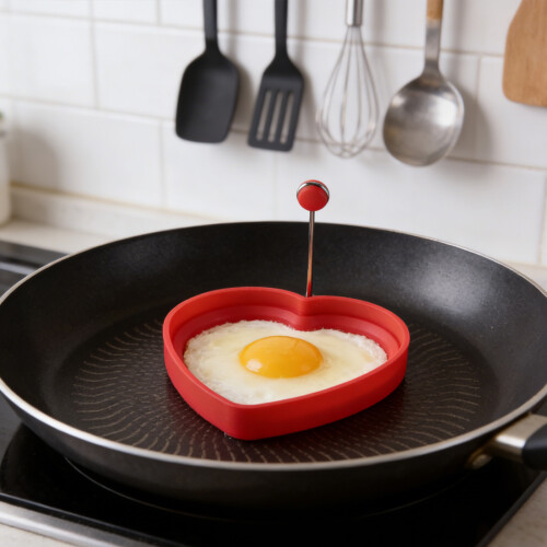(Red) Heart Silicone Egg Mold for Pancakes 1