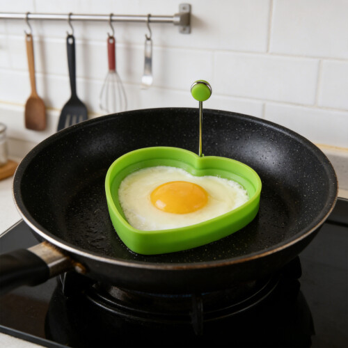 (Green) Heart Silicone Egg Mold for Pancakes 2