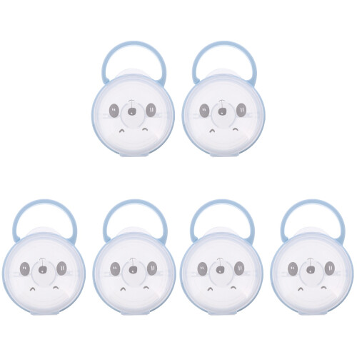 6Pcs Blue Cartoon Baby Pacifier Cases Durable Portable Storage Box 1