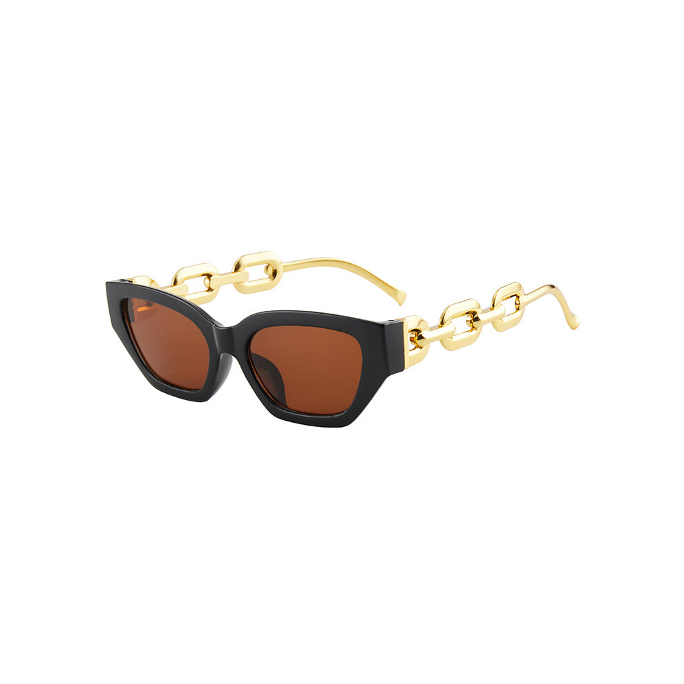 Dachuang Beauty Black ( Frame Tea Slices) Trendy Cat Eye Sunglasses With Chain For Women
