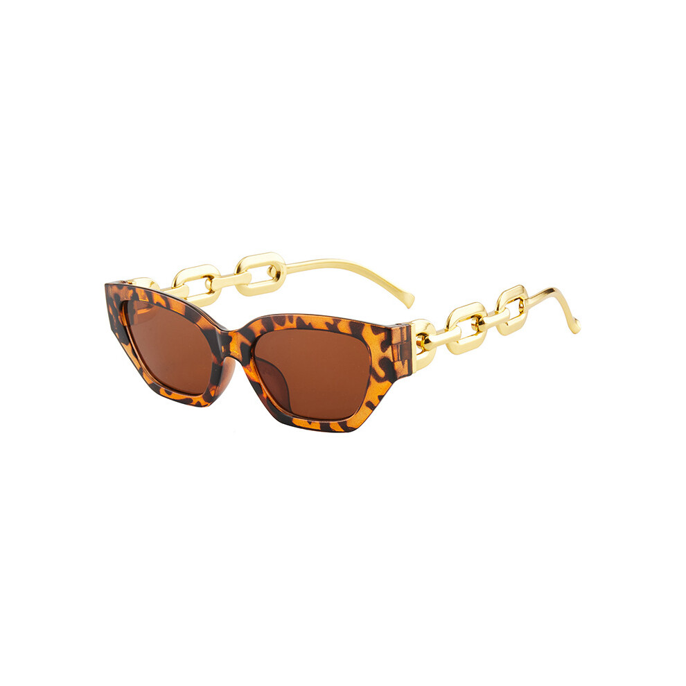 Reach-Tools (Leopard Frame) Trendy Cat Eye Sunglasses With Chain For Women