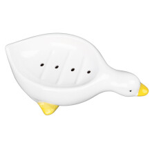 Cute Duck Ceramic Soap Dish — 20x12x8cm, Self-Draining Bathroom Accessory