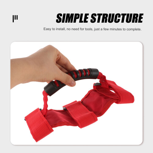Rood Polyester Auto Dakgreep Handvat Stevig Comfortabel 2