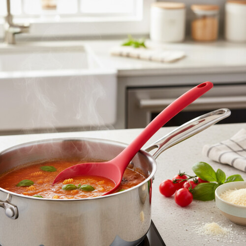 (Red) Platinum Silicone Heat-Resistant Cooking Spoon 2