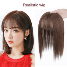 (Dark Brown) Clip-In Hair Topper with Bangs for Women