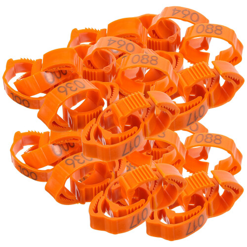 500Pcs Bright Orange Plastic Chicken Leg Bands Identification Tags 1