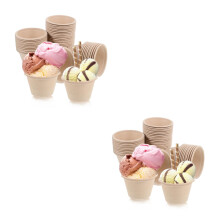 100Pièces Bols À Glace Jetables En Pulpe Khaki Pour Dessert