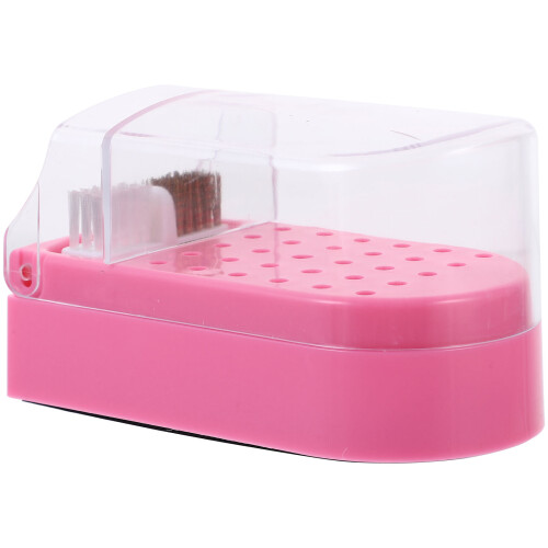 5Pcs Manicure Nail Drill Bit Storage Box Pink Plastic Display Case 1