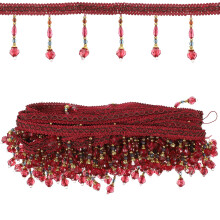 Déco Rideau Frange Perles Polyester Rouge Pour Chambre Bébé
