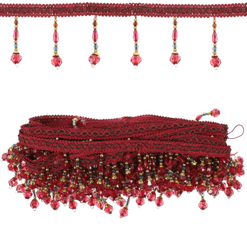 Déco Rideau Frange Perles Polyester Rouge Pour Chambre Bébé