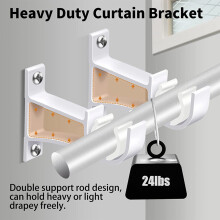 (White, 1pc) Outdoor/Indoor Heavy Duty Curtain Rod Bracket