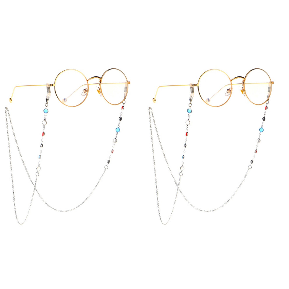 Iplusmile Silver 2Pcs Eyeglass Chain Durable Eyewear Retainer Strap For Sports