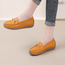 (Orange, 41) Women\'s Anti-Slip PU Loafers for Walking