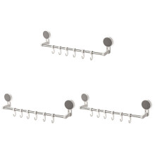 3Pcs Silver Traceless Towel Rack Stainless Steel Hooks for Kitchen
