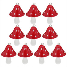 10Pcs Resin Red Mushroom Charms for Earrings Necklace and Bracelets